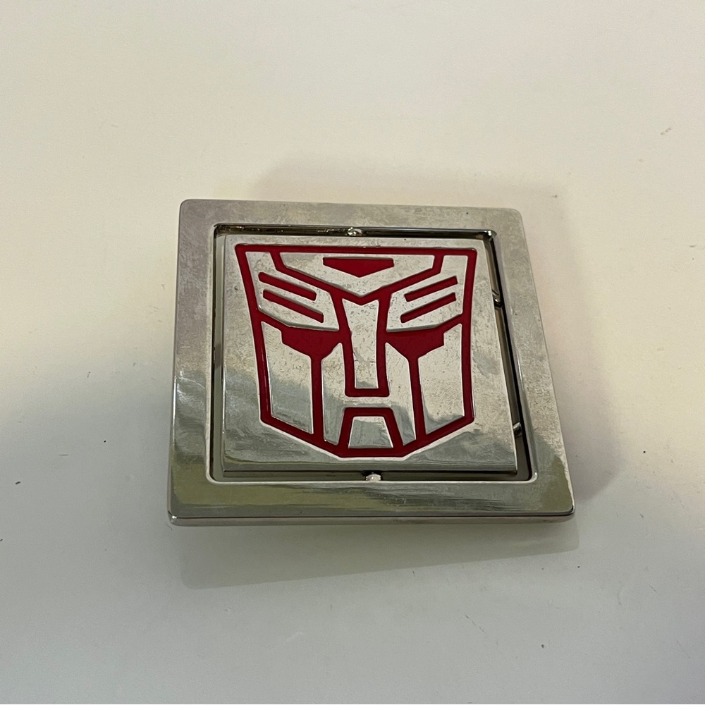 Transformers Belt Buckle Silver Metal & Red Flip Reversible Autobots